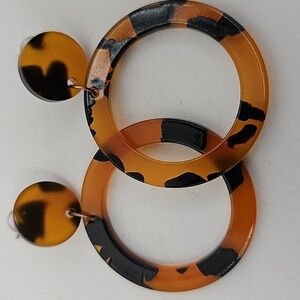 Vintage Tortoise Shell Animal Print Drop Earrings